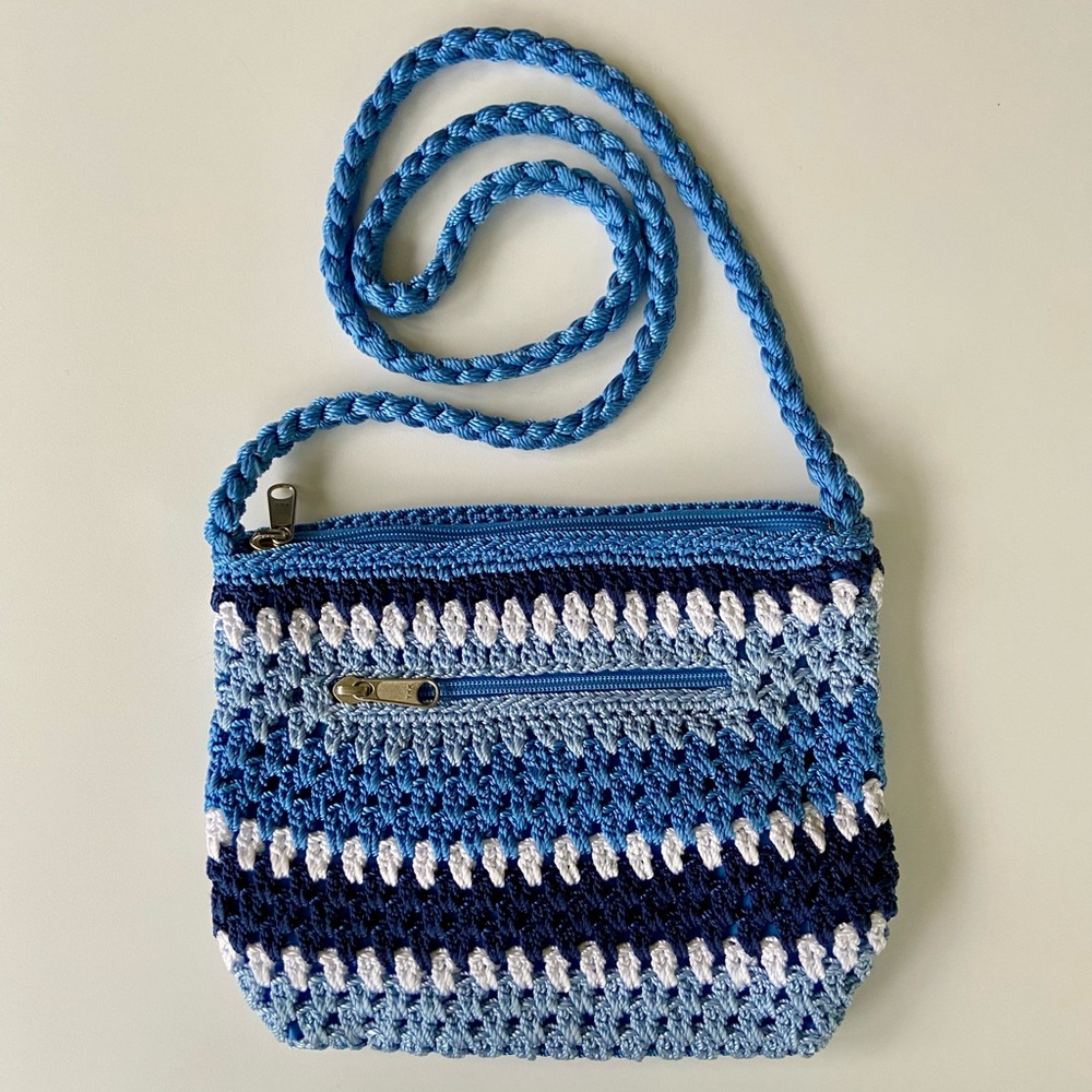 Vintage Lina Woven Knit Multi-Striped Crossbody Bag, Satchel Bag